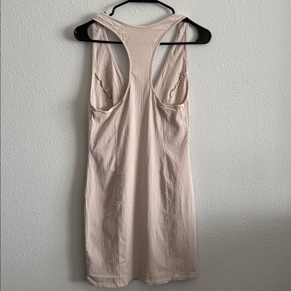 Free People Intimately Ribbed Racerback Mini Dress | Neutral Beige Size Large - Picture 4 of 9